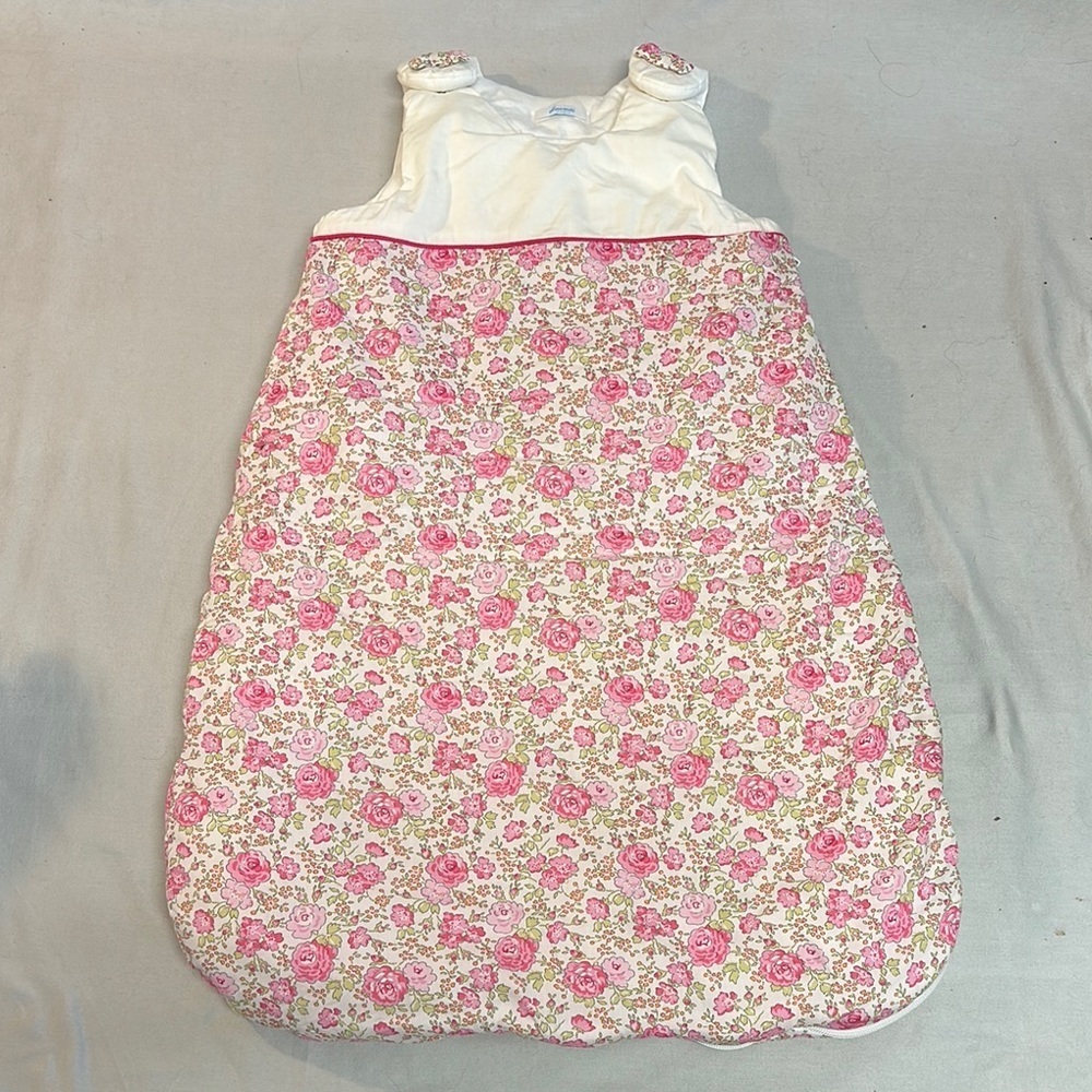 🐥 Jacadi LIKE NEW Pink and White Floral Sleep Sack/Wearable blanket.